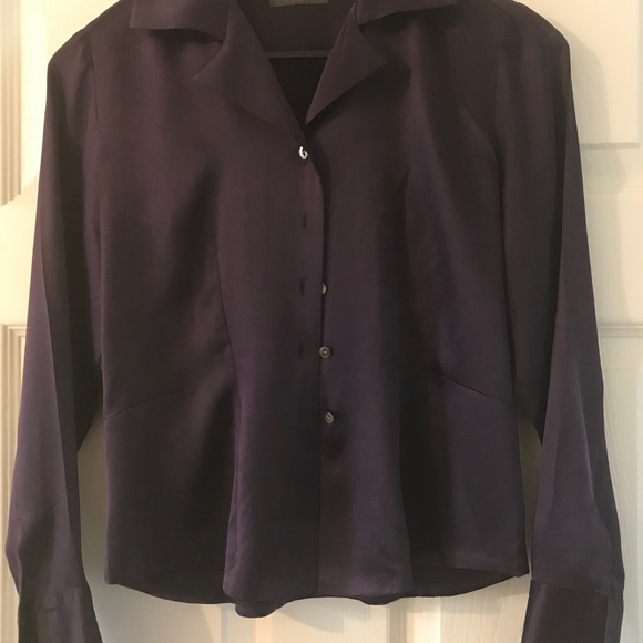 ❤️Banana Republic Revere Collar Purple Silk Blouse - Picture 5 of 5